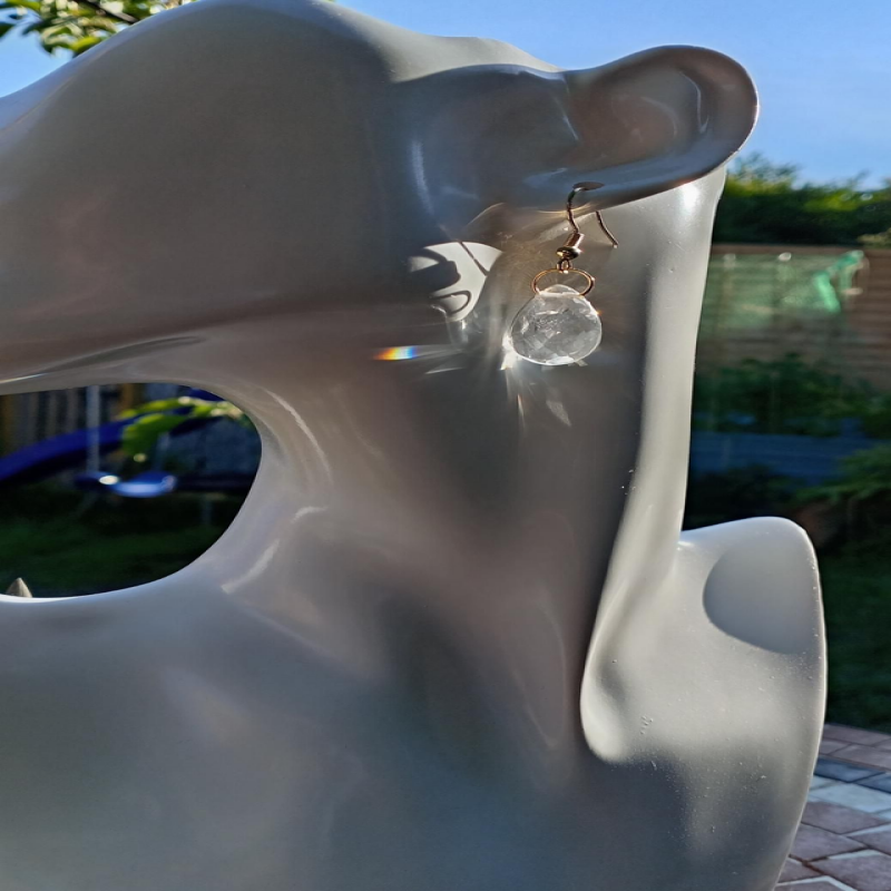 Clear Quartz Gold Earrings