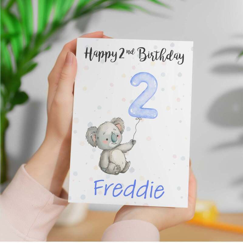 Personalised 1st, 2nd, 3rd, 4th, 5th Birthday Card for Son, Grandson, Nephew, Godson, Boys Koala Card - 1 - One - Blank Message