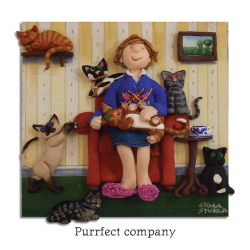 Holy Mackerel purrfect company cat themed blank greeting card - designed by artist Erica Sturla - 15cm square and blank inside for your own message