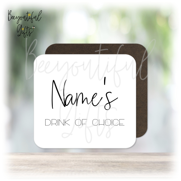 Personalised Drinks Coaster - Monochrome Drink of Choice