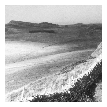 Holy Mackerel Hadrian's Wall retro black and white photographic card featuring a vintage image of the UK landmark - 15cm square and blank inside
