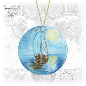 Ceramic Hanging Decoration - Watercolour Sailing Boat