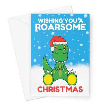 Children's Dinosaur T-Rex Christmas Card