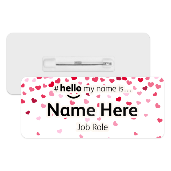 #hello my name is... Name Badge - Falling Hearts