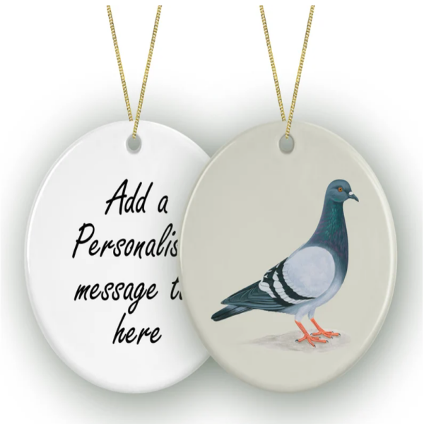 Personalised Pigeon Round Ceramic Decoration