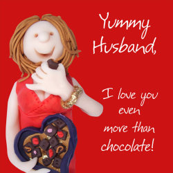 Holy Mackerel yummy husband funny Valentines day card for him - designed by artist Erica Sturla - 15cm square and blank inside for your message - made in the UK
