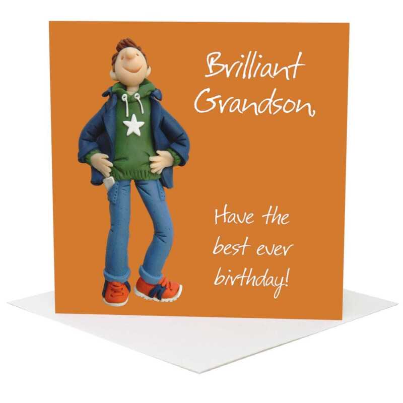 Grandson best birthday ever card for him - designed by Erica Sturla - 15cm square and blank inside, made in the UK