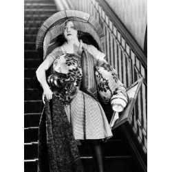 Holy Mackerel lampshade retro black and white photographic card featuring a vintage image of a woman with an unusual hat - 12.6 x 17.7cm and blank inside