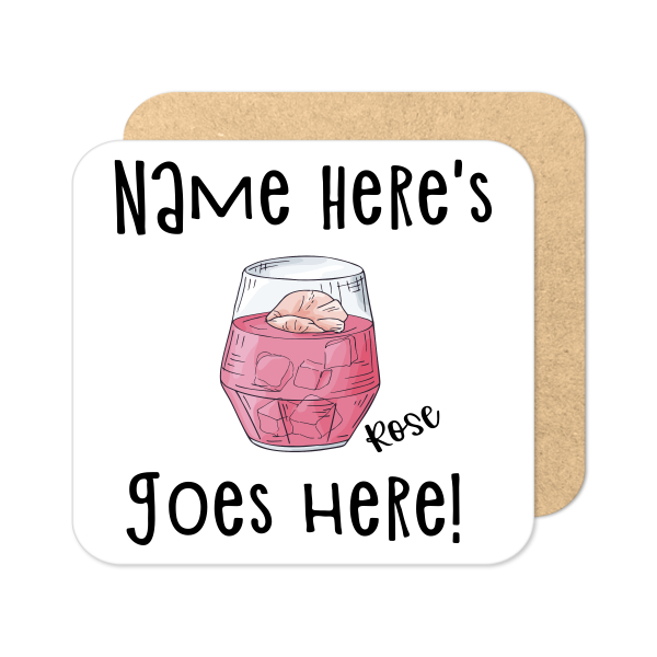 Personalised Cocktail Coaster - Hand Drawn Rose