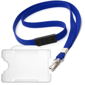 Breakaway Blue Lanyard with plastic Housing for ID Card