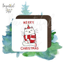 Christmas Coaster - Merry Christmas Cute Cat