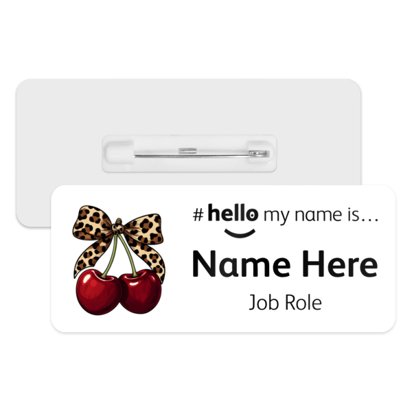 #hello my name is... Name Badge - Leopard Print & Cherry Bow