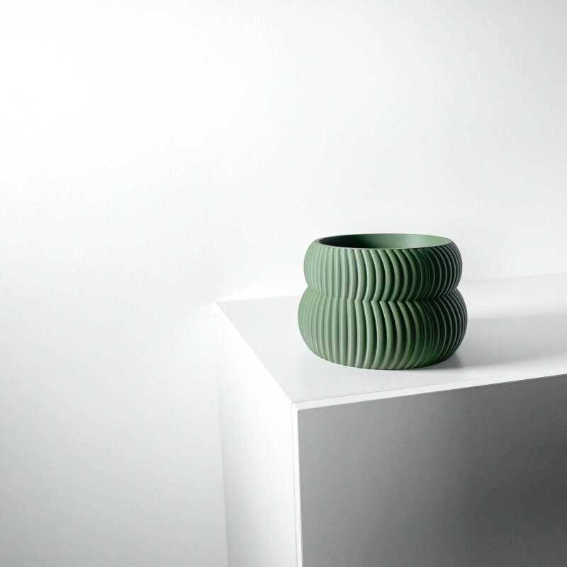 The Quarn Planter Pot with Drainage Tray & Stand Included - Matte Dark Green - 3"