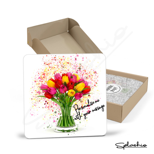 Personalised Splatter Art Coaster - Tulips