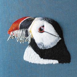 Puffin Profile 150mm Square Greetings Card by Artist Sarah J Perry