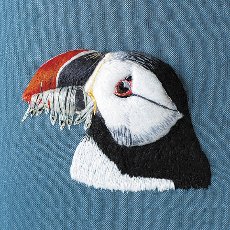 Puffin Profile 150mm Square Greetings Card by Artist Sarah J Perry