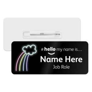 Name Badge - Neon Lights Hello My Name is... - Heart Message
