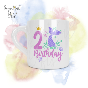 Personalised Mermaid 2nd Birthday Number Smug Mug® (6oz)