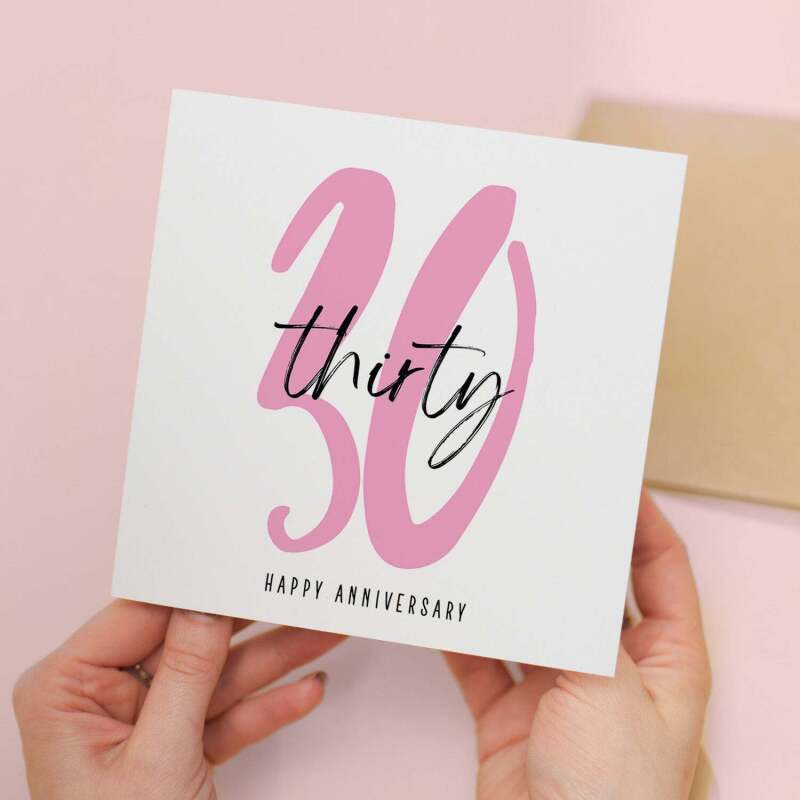30 Year Anniversary Card For 30th Wedding Anniversary For Him or Her Wife Husband Card For Thirty Anniversary - Square (5.5x5.5) / Blank Inside