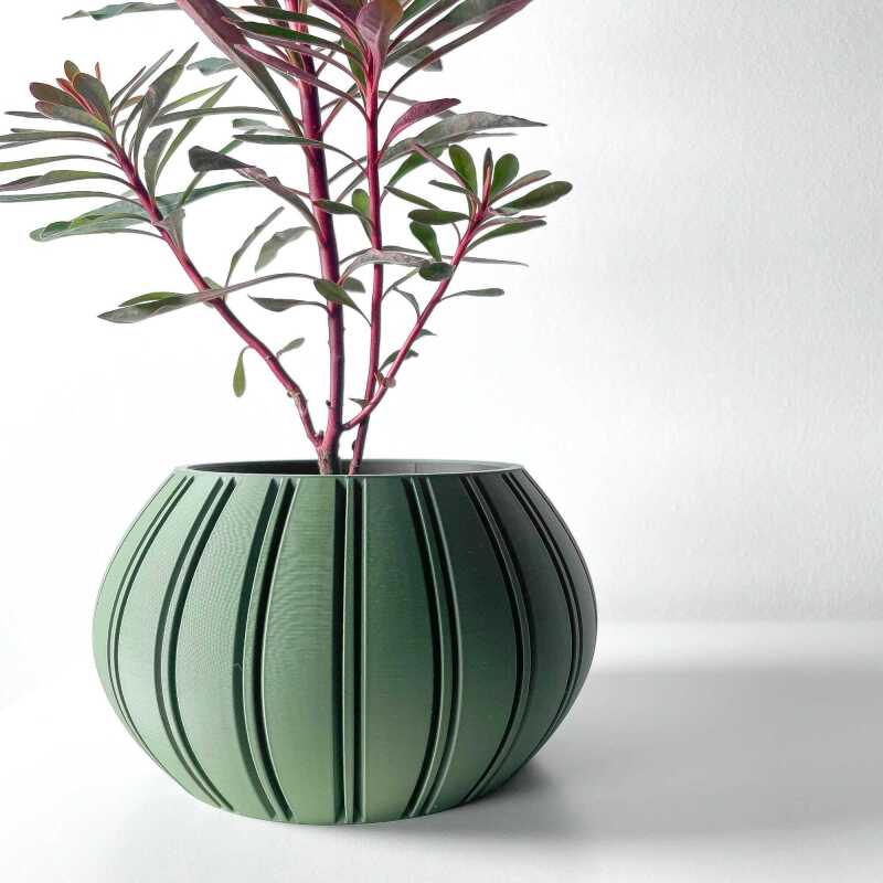 The Ovire Planter Pot with Drainage Tray & Stand Included - Matte Dark Green - 3"
