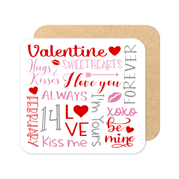 Valentine's Day Coaster - Valentine's Day Subway Art - Standard Wooden Coaster