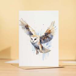 Barn Owl Notelet Card For Anyone Cute Any Occasion Card For Her or For Him 5x7, A6 Card For Birthday or Easter Card Thank You Card Wildlife