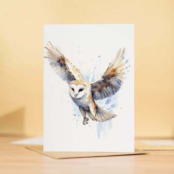 Barn Owl Notelet Card For Anyone Cute Any Occasion Card For Her or For Him 5x7, A6 Card For Birthday or Easter Card Thank You Card Wildlife