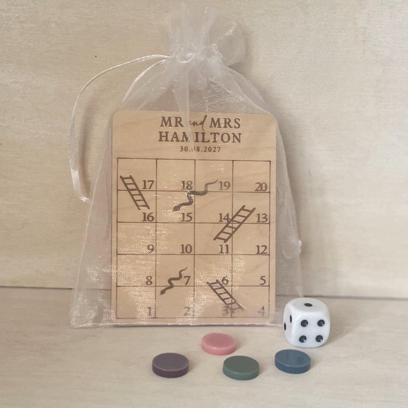 Snakes and Ladders Table Top Wedding Favour Game / Wedding Games / Personalised Favours / Snakes & Ladders - Small - Coloured Discs