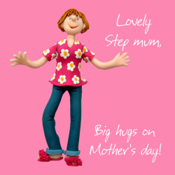 Holy Mackerel lovely stepmum on Mother's Day card for a stepmother - designed by artist Erica Sturla - 15cm square and blank inside for your message - made in the UK