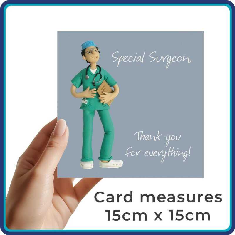 Surgeon Thank You Card - Special Surgeon - Polymer Clay Art by Erica Sturla - Thank You Card UK