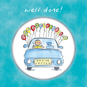 Holy Mackerel Congratulations you passed your driving test card - 15cm square and blank inside (Rosie Brooks)