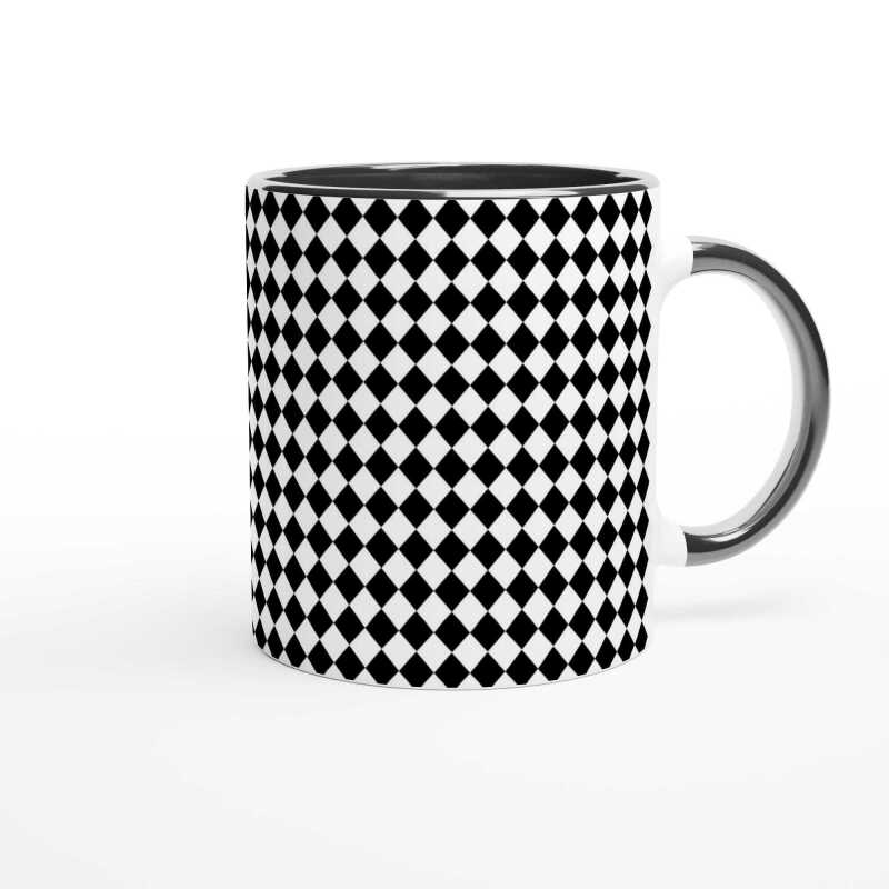 Patterned Black 288 Diamond Mug - Ceramic White