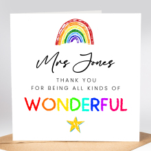Personalised Thank You Teacher Card - Thank You For Being A Wonderful Teacher - Standard Smooth Card