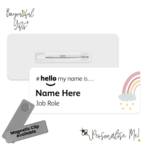 Name Badge - Boho Half Rainbow Hello My Name is... - Design 10