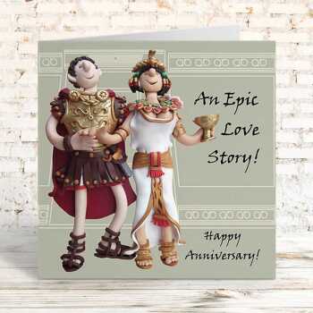Epic anniversary, funny historical birthday card - designed by Erica Sturla - 15cm square and blank inside, made in the UK