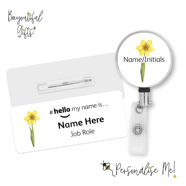 #hello my name is... Name Badge & Metal ID Reel - Daffodil