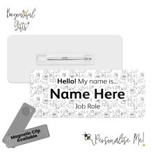 Vet Name Badge - Monochrome Hand Drawn Dogs