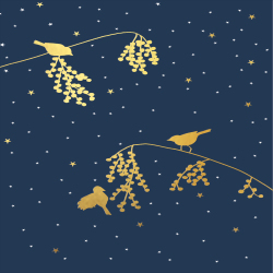 Holy Mackerel birds & winter berries gold foiled luxury Christmas card - designed by Eloise Hall - 15.7 x 11cm - blank inside