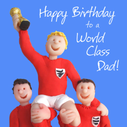 Holy Mackerel world class dad football themed birthday card for a father - designed by artist Erica Sturla - 15cm square and blank inside for your message - made in the UK