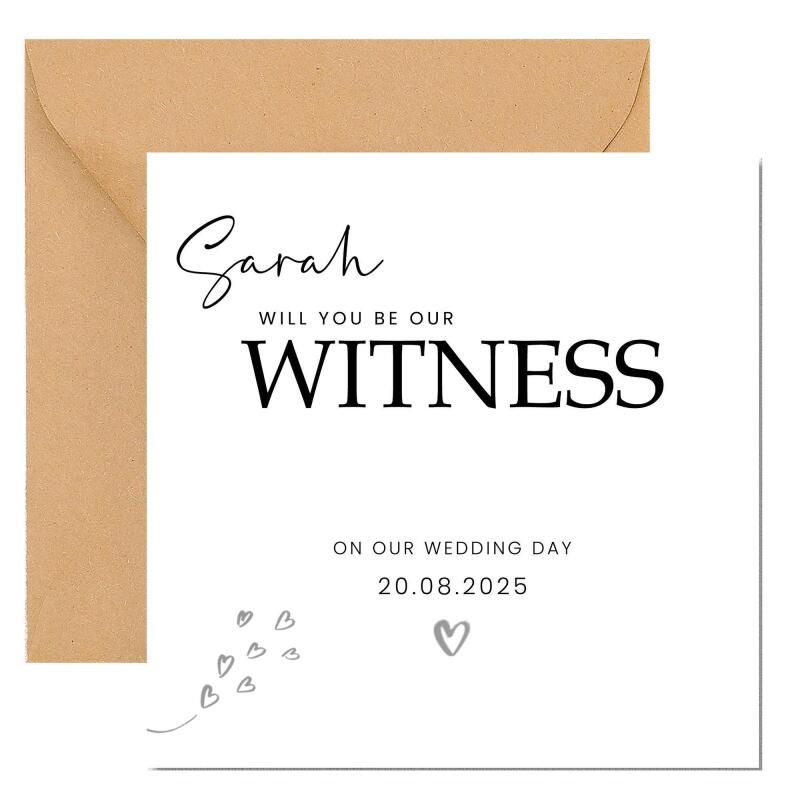 Will you be our witness Personalised Wedding Day Card be our witness, personalised card for wedding, personalised will you be our witness - Add a Message