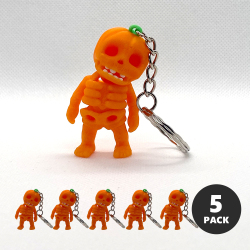 Tiny Pumpkin Skeleton Keyring Pack (x5)