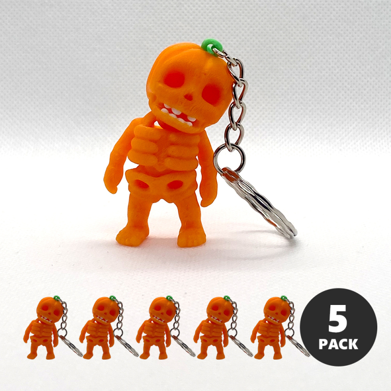 Tiny Pumpkin Skeleton Keyring Pack (x5)