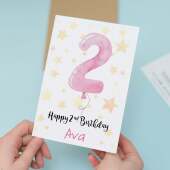 Personalised 2nd Birthday Card For Girl Custom Name Card For Girl Second Birthday Card For Baby Card for Baby Girl Custom 2nd Birthday