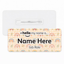 #hello my name is... Name Badge - Pastel Gingham Boho Rainbows