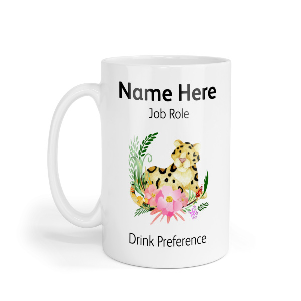 Personalised Ceramic Mug - Watercolour Tropical Leopard