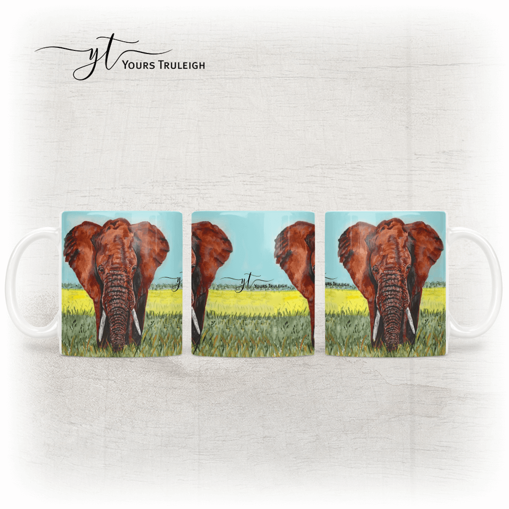 Elephant - Ceramic Mug, Hardboard Coaster & Placemat Set - Elephant
