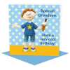 Special grandson birthday - child's birthday card designed by Erica Sturla - 15cm square and blank inside, made in the UK