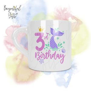 Personalised Mermaid 3rd Birthday Number Smug Mug® (6oz)