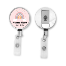 Personalised Metal ID Reel - Pink Rainbow