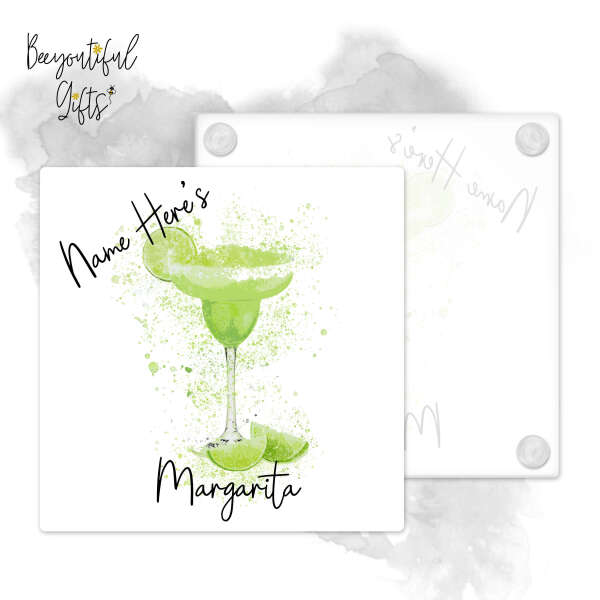 Personalised Margarita Glass Coaster with Splash Effect